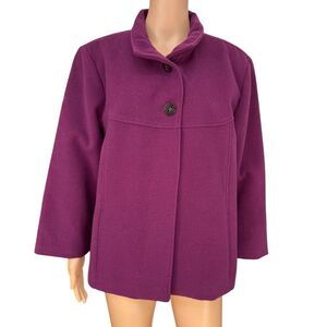 Chico's Women's Orchid Plum Purple Smooth Plush Swing Pea Coat size 3/XL